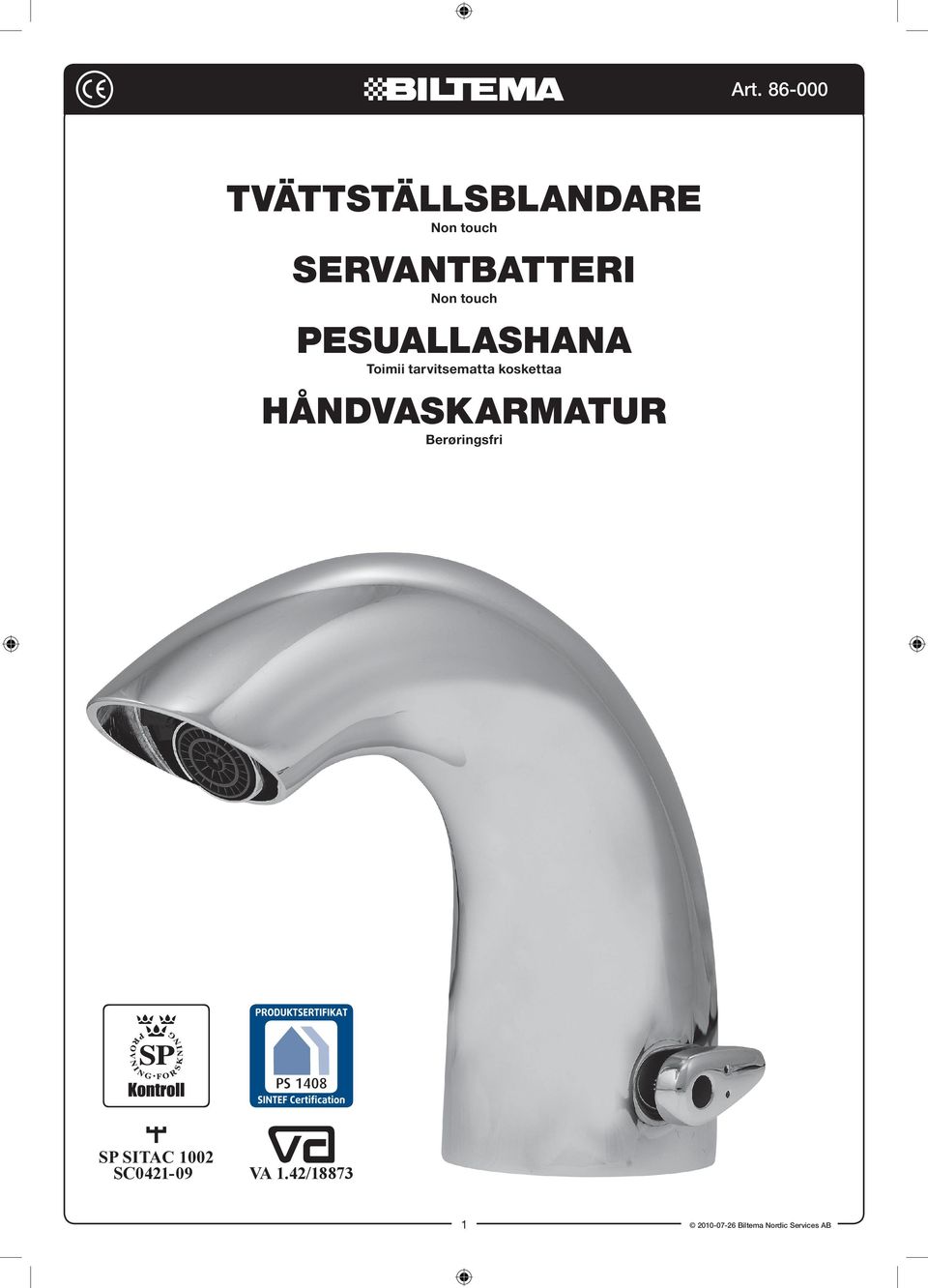 Håndvaskarmatur Berøringsfri PS 1408 SP SITAC 1002