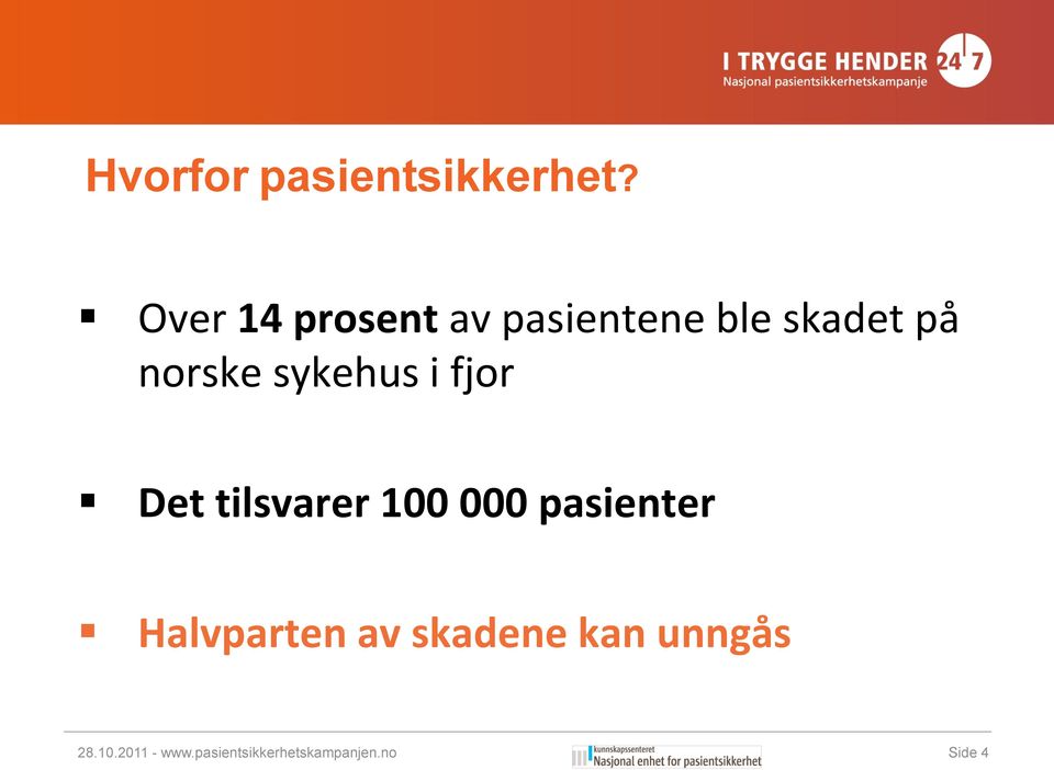 sykehus i fjor Det tilsvarer 100 000 pasienter