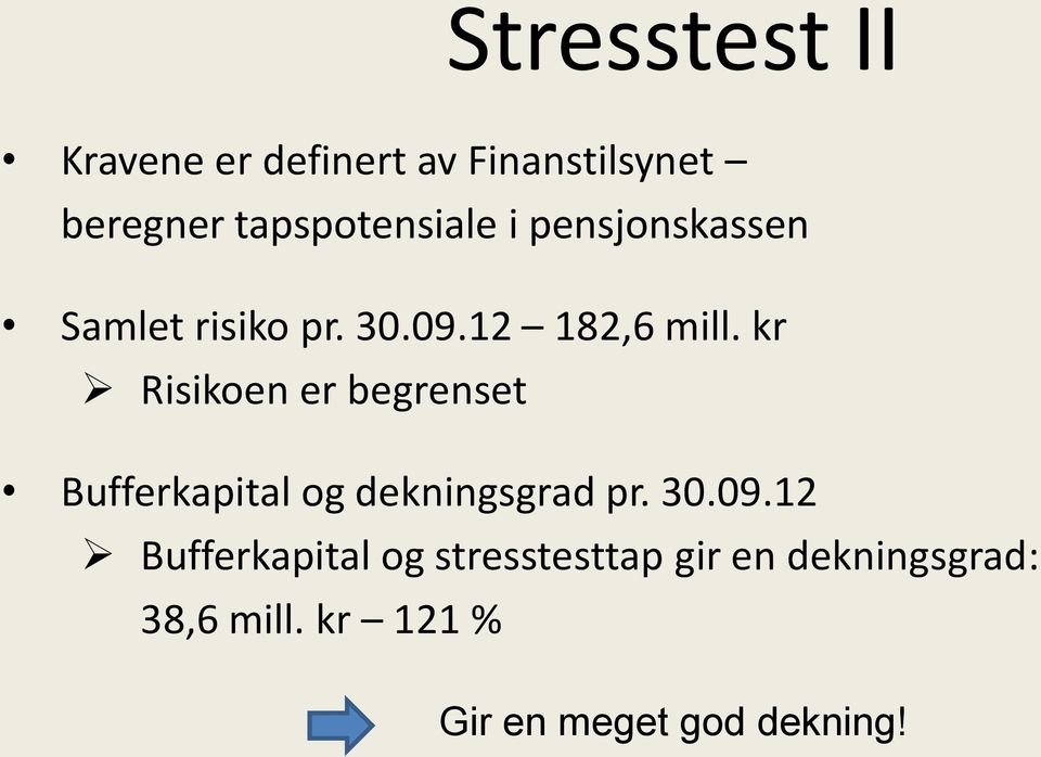 kr Risikoen er begrenset Bufferkapital og dekningsgrad pr. 30.09.