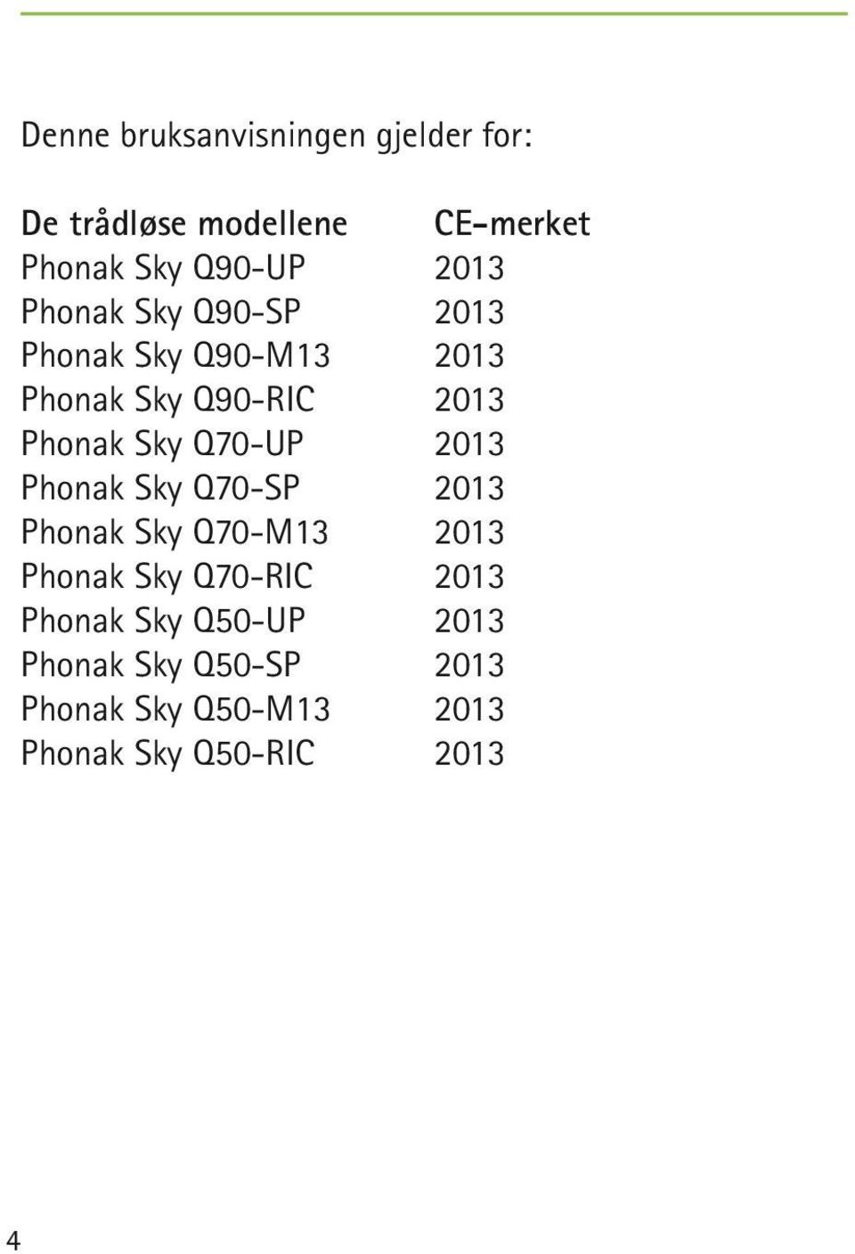 Q70-UP 2013 Phonak Sky Q70-SP 2013 Phonak Sky Q70-M13 2013 Phonak Sky Q70-RIC 2013