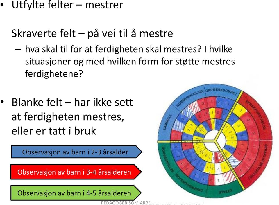 Blanke felt har ikke sett at ferdigheten mestres, eller er tatt i bruk Observasjon av barn i 2-3