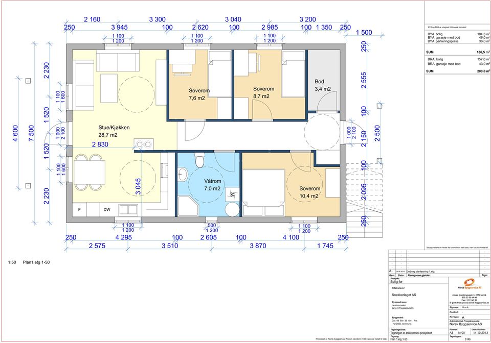 Våtrom 7,0 m2 10,4 m2 F DW 500 250 4 295 100 2 605 100 4 100 250 2 575 3 510 3 870 1 745 1:50 Plan1.