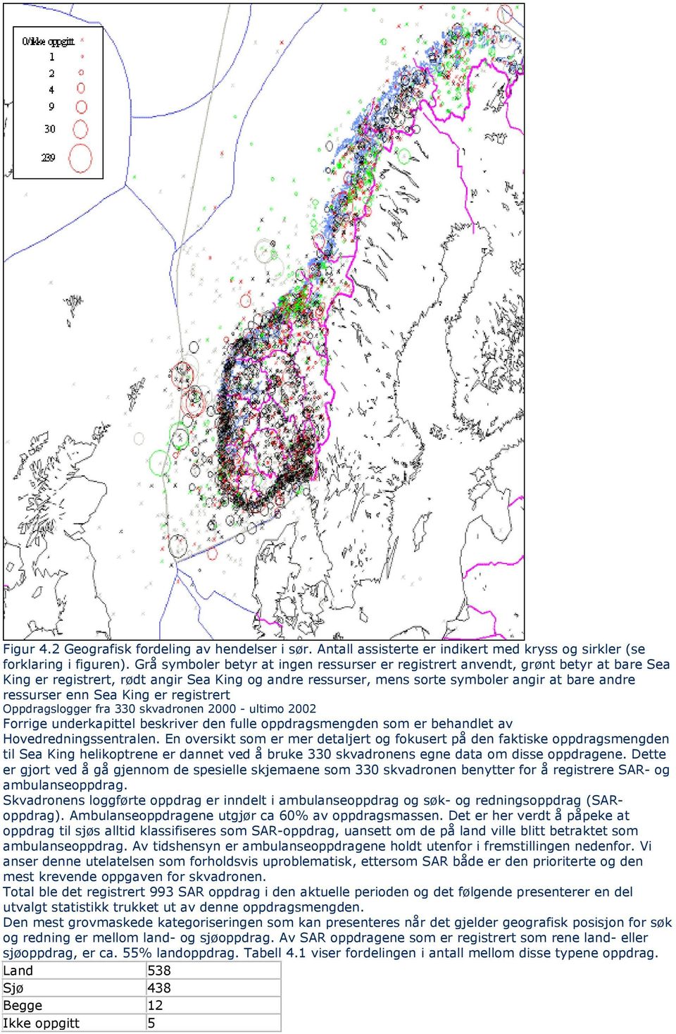 Sea King er registrert Oppdragslogger fra 330 skvadronen 2000 - ultimo 2002 Forrige underkapittel beskriver den fulle oppdragsmengden som er behandlet av Hovedredningssentralen.