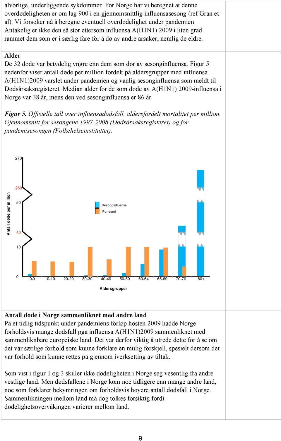 Antakelig er ikke den så stor ettersom influensa A(H1N1) 2009 i liten grad rammet dem som er i særlig fare for å dø av andre årsaker, nemlig de eldre.