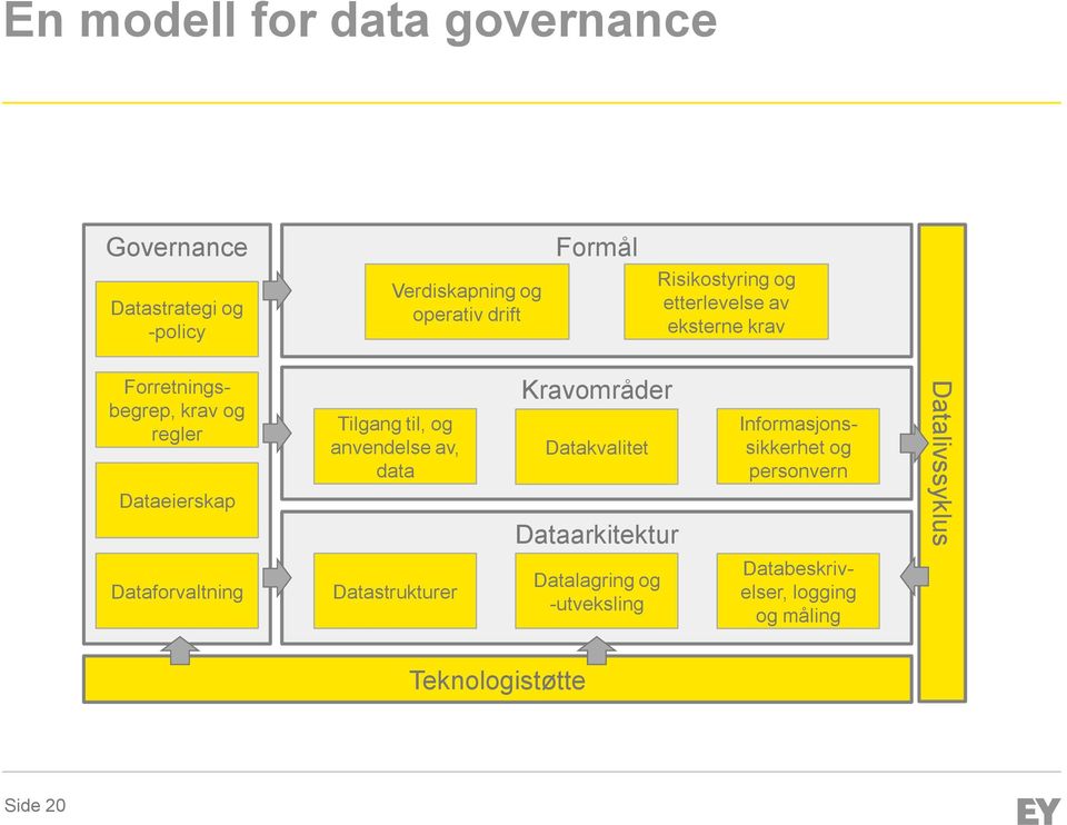 Tilgang til, og anvendelse av, data Datastrukturer Kravområder Datakvalitet Dataarkitektur Datalagring og