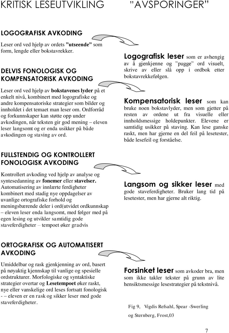 temaet man leser om. Ordforråd og forkunnskaper kan støtte opp under avkodingen, når teksten gir god mening eleven leser langsomt og er enda usikker på både avkodingen og staving av ord.