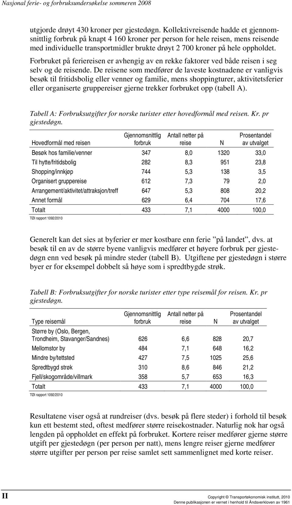 Forbruket på feriereisen er avhengig av en rekke faktorer ved både reisen i seg selv og de reisende.