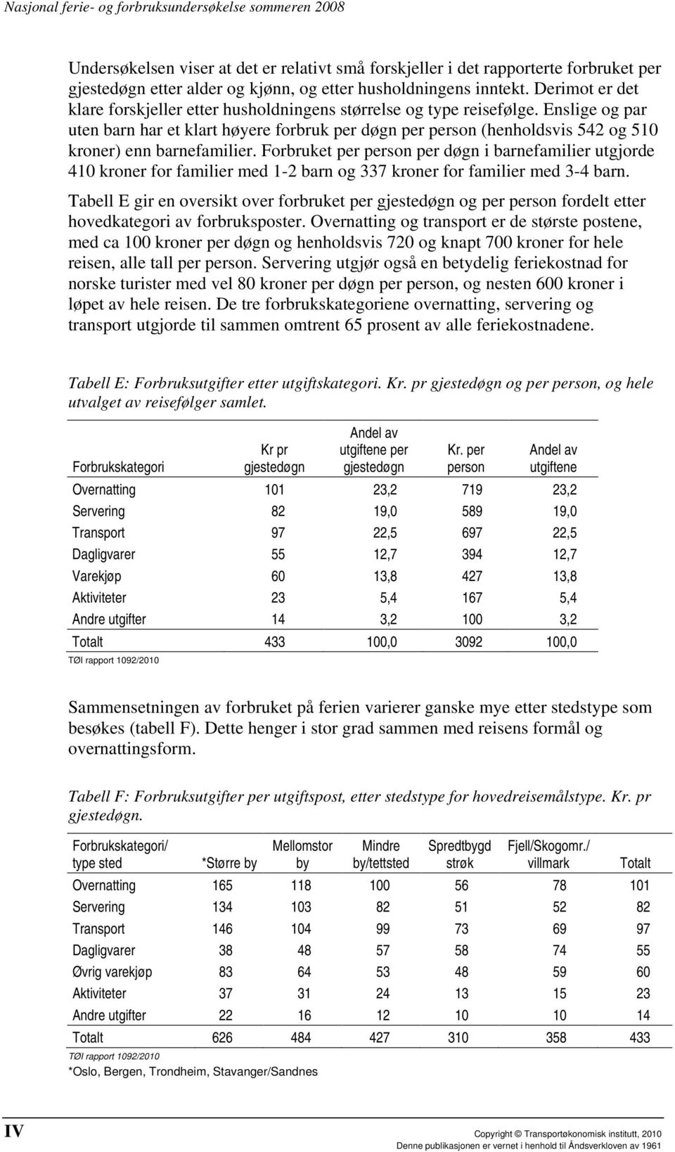 Enslige og par uten barn har et klart høyere forbruk per døgn per person (henholdsvis 542 og 510 kroner) enn barnefamilier.