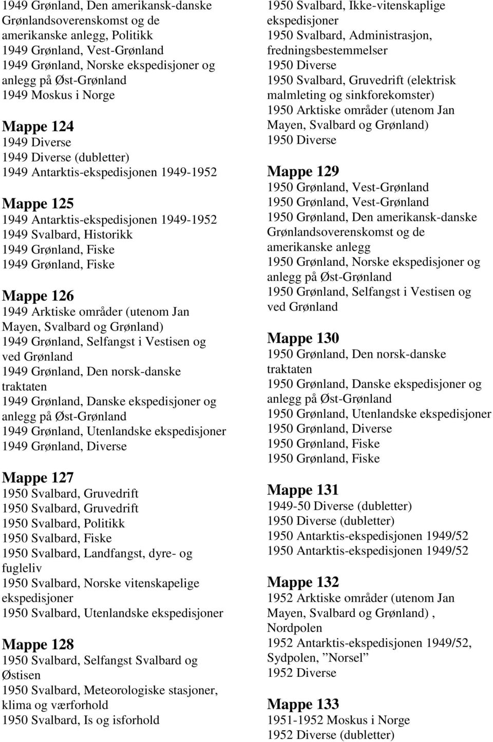 1949 Grønland, Selfangst i Vestisen og 1949 Grønland, Den norsk-danske 1949 Grønland, Danske og 1949 Grønland, Utenlandske 1949 Grønland, Diverse Mappe 127 1950 Svalbard, Gruvedrift 1950 Svalbard,