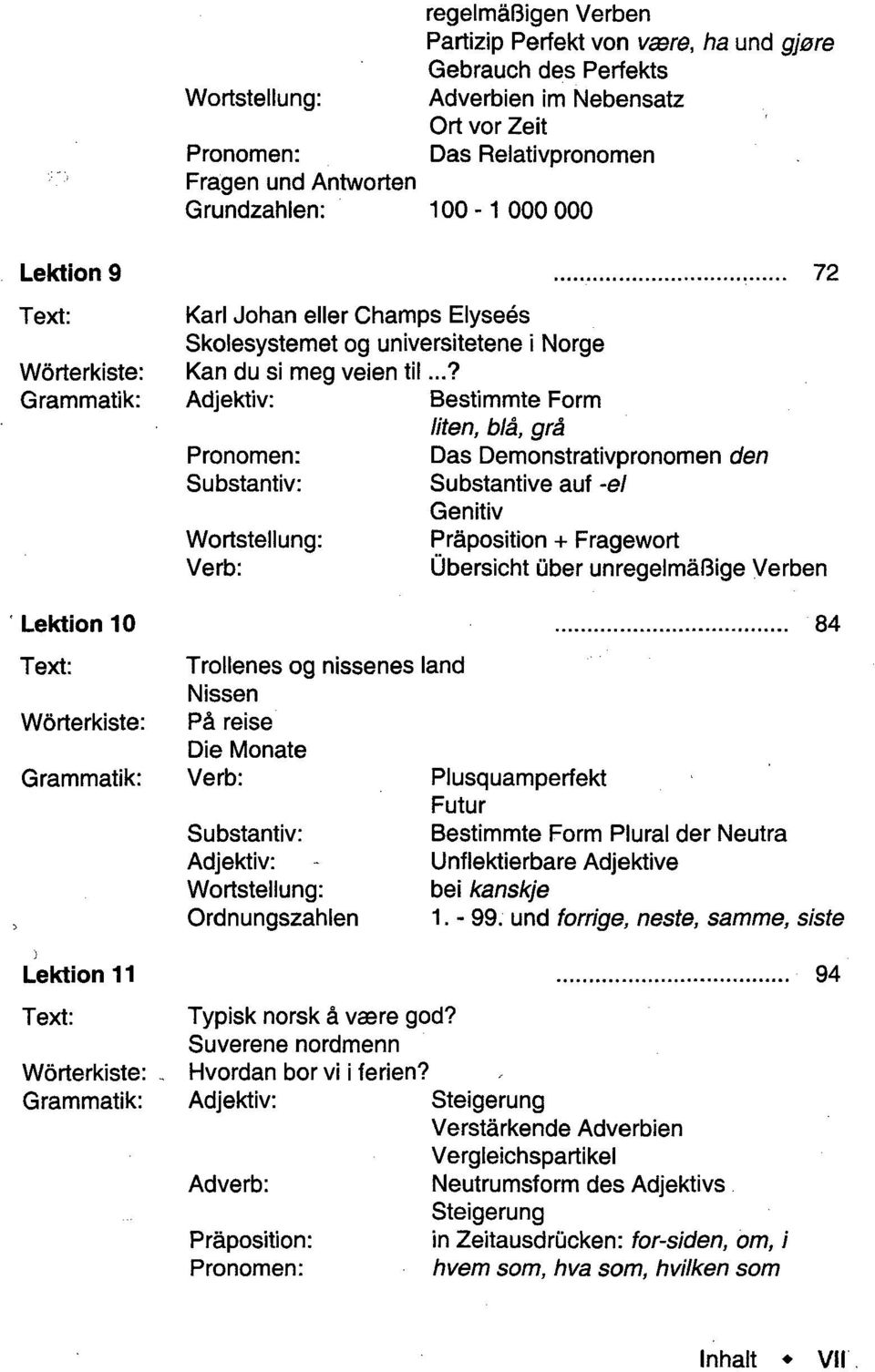 ..? Bestimmte Form Uten, blä, grä Das Demonstrativpronomen den Substantive auf -el Genitiv Wortstellung: Präposition + Fragewort Übersicht über unregelmäßige Verben Trollenes og nissenes Nissen Pä