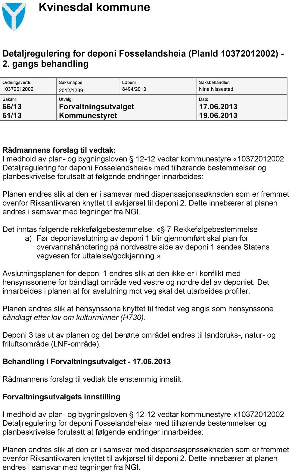 2013 61/13 Kommunestyret 19.06.