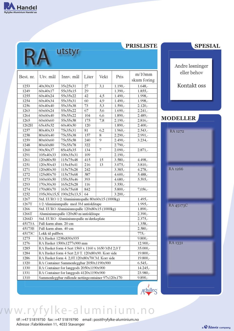 241,- 1264 60x60x40 55x55x22 104 6,6 1.890,- 2.489,- 1265 60x60x60 55x55x58 175 7,8 2.190,- 2.816,- 1262H 65x45x52 60x40x50 120 1.890,- 2.400,- 1257 80x40x33 75x35x31 81 6,2 1.960,- 2.