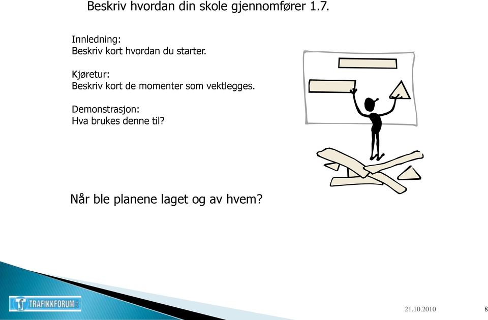 Kjøretur: Beskriv kort de momenter som vektlegges.