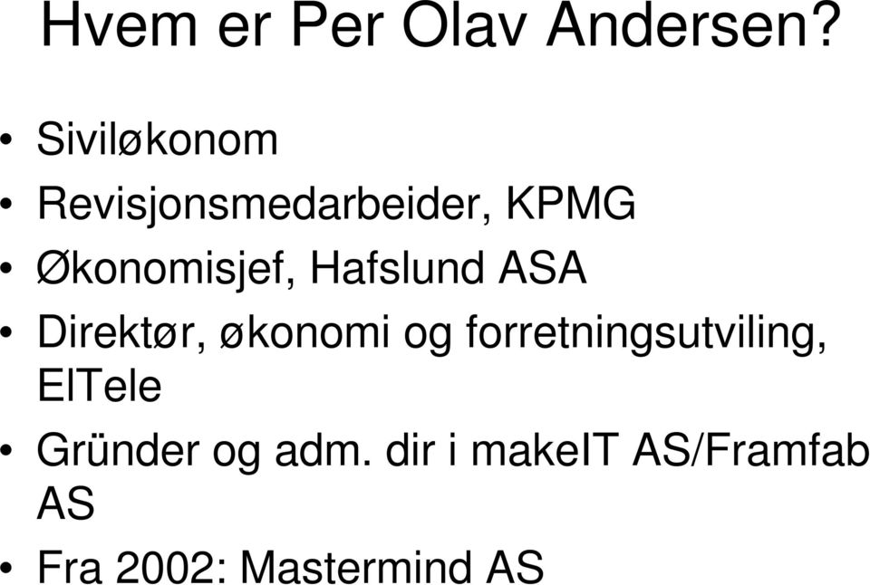 Hafslund ASA Direktør, økonomi og