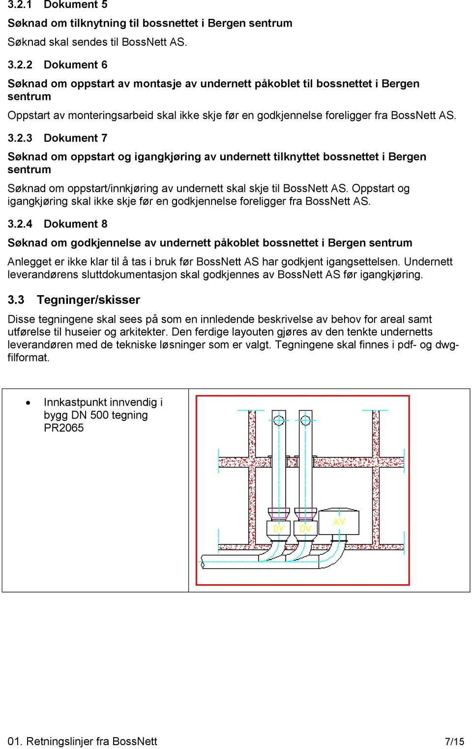 Oppstart og igangkjøring skal ikke skje før en godkjennelse foreligger fra BossNett AS. 3.2.