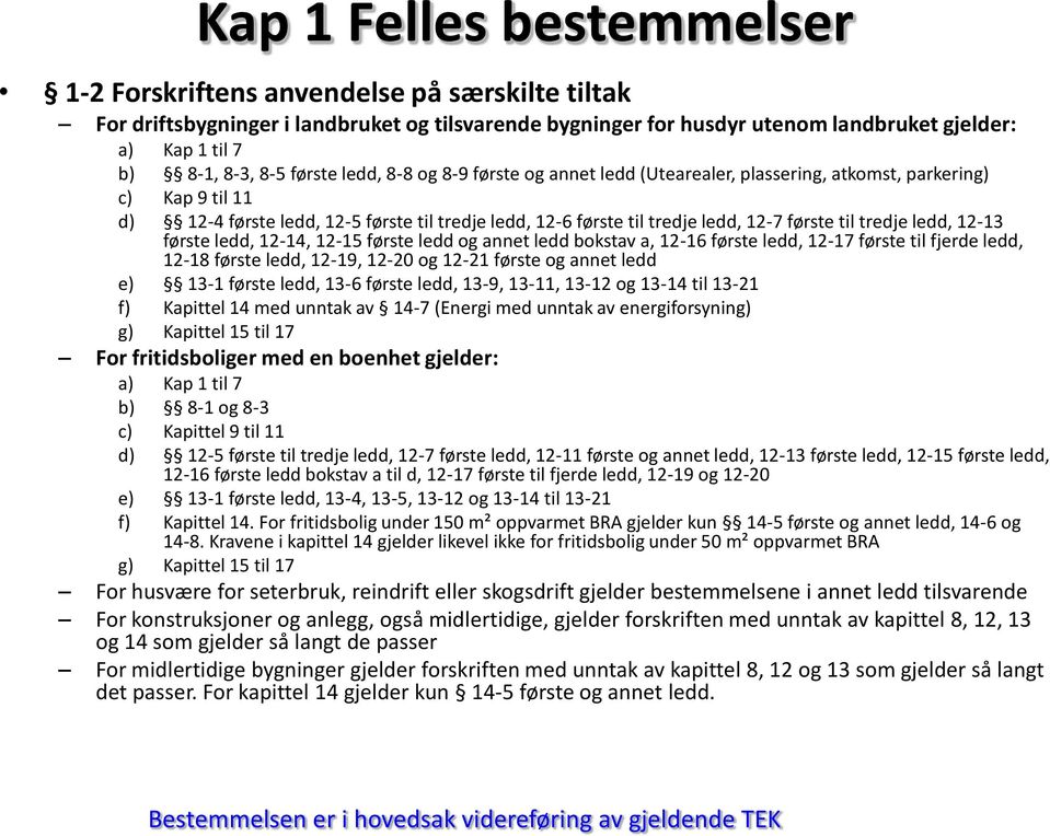 første til tredje ledd, 12-13 første ledd, 12-14, 12-15 første ledd og annet ledd bokstav a, 12-16 første ledd, 12-17 første til fjerde ledd, 12-18 første ledd, 12-19, 12-20 og 12-21 første og annet