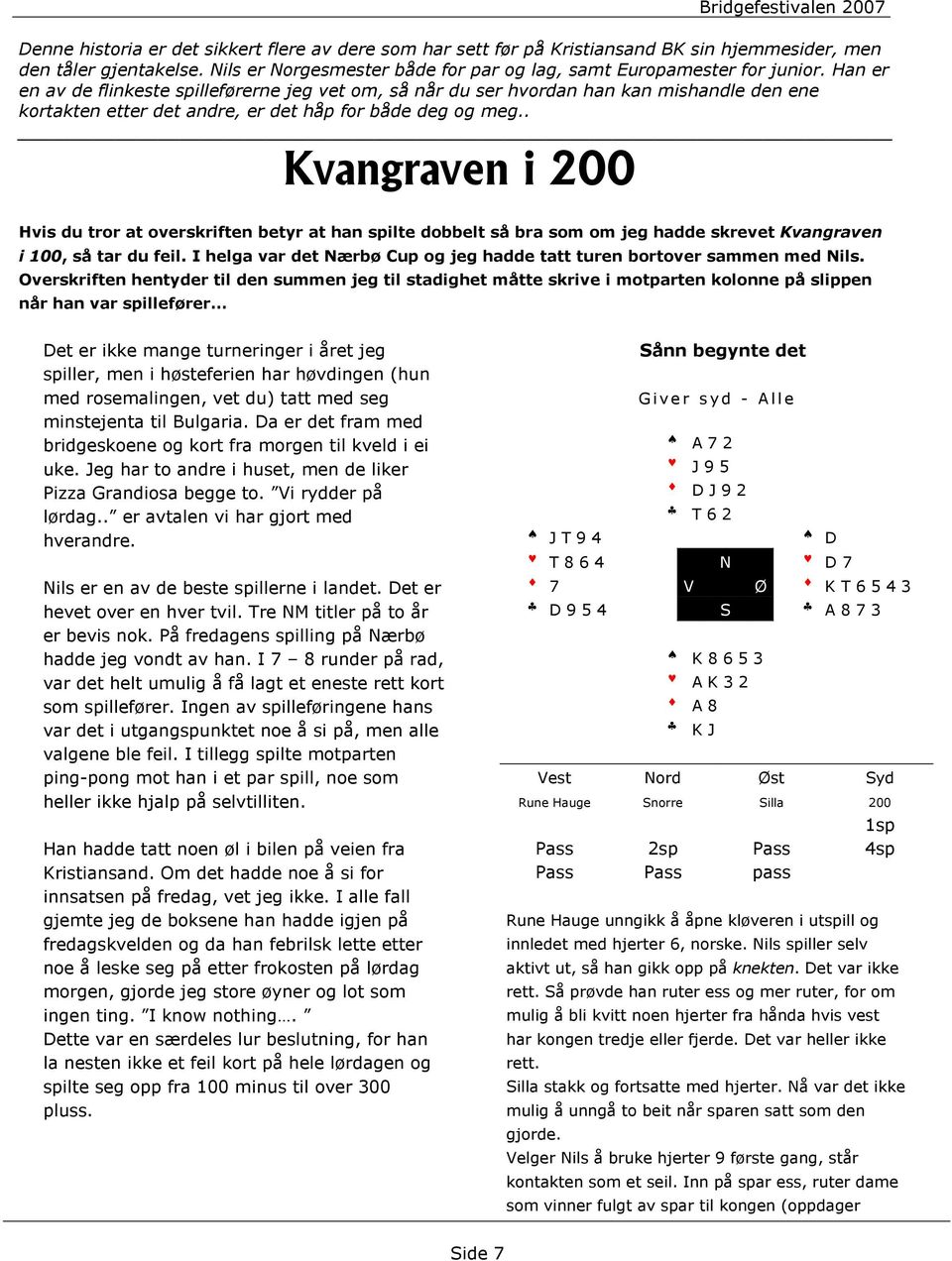 . Kvangraven i 200 Hvis du tror at overskriften betyr at han spilte dobbelt så bra som om jeg hadde skrevet Kvangraven i 100, så tar du feil.