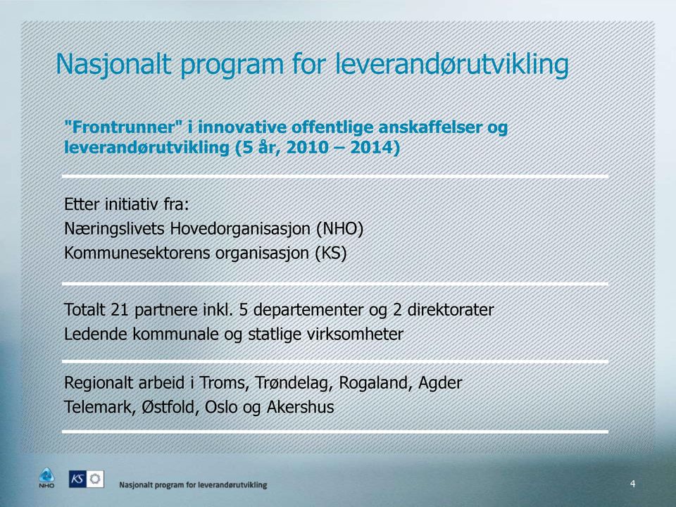 Kommunesektorens organisasjon (KS) Totalt 21 partnere inkl.