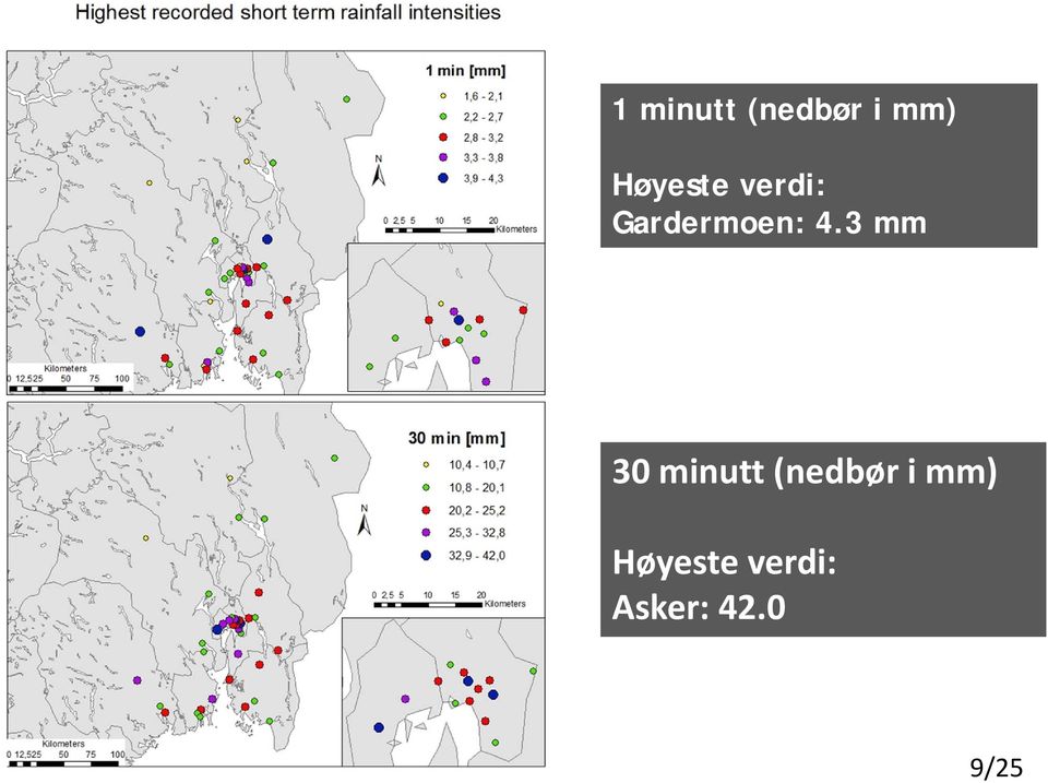 4.3 mm 30 minutt (nedbør i