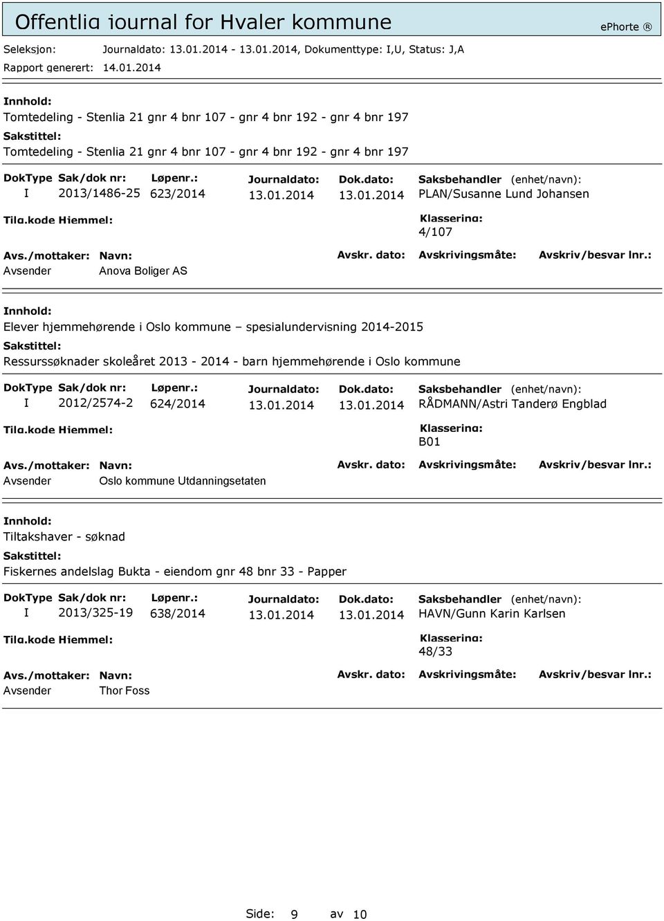 Ressurssøknader skoleåret 2013-2014 - barn hjemmehørende i Oslo kommune 2012/2574-2 624/2014 RÅDMANN/Astri Tanderø Engblad B01 Avsender Oslo kommune Utdanningsetaten