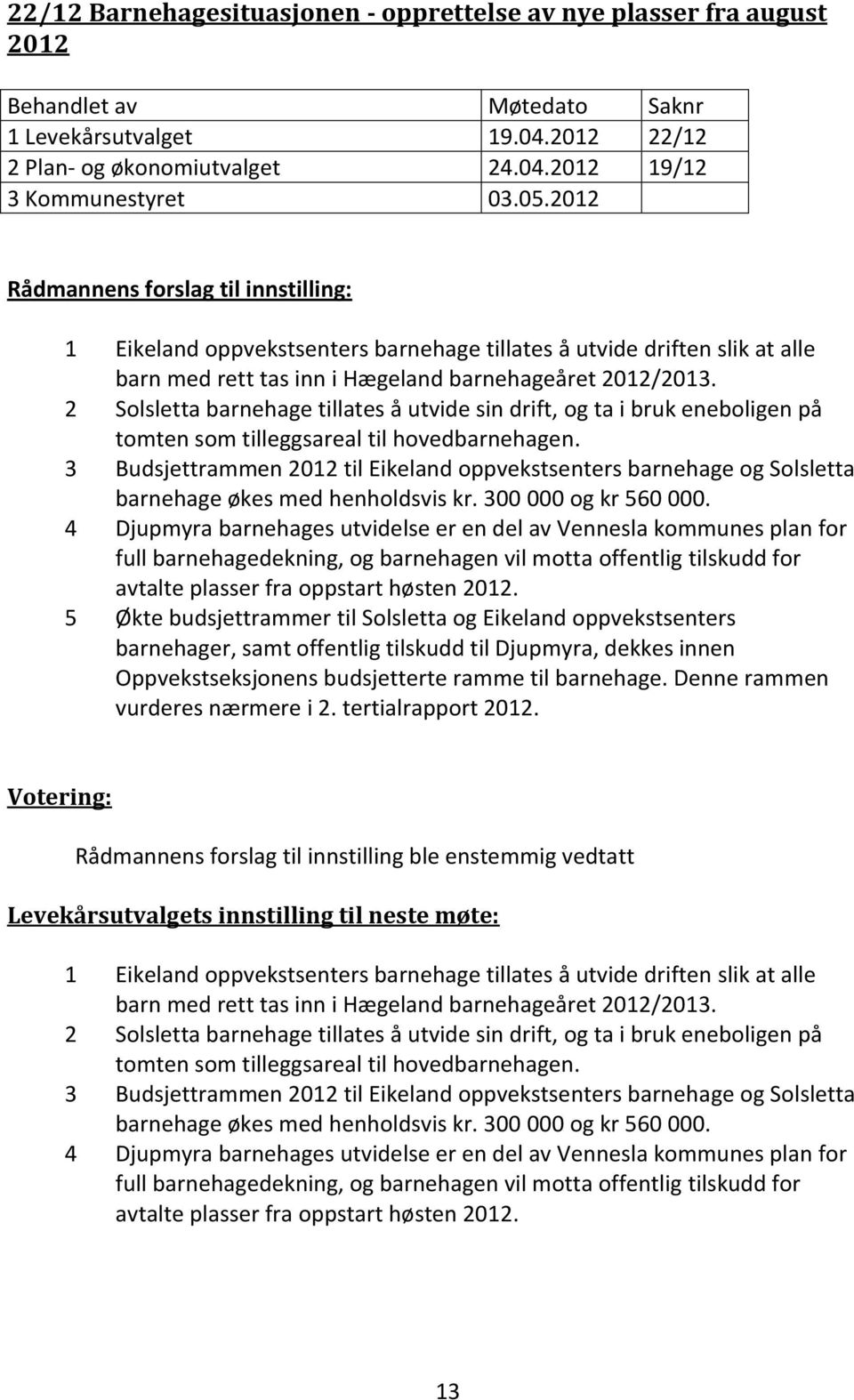 2 Solsletta barnehage tillates å utvide sin drift, og ta i bruk eneboligen på tomten som tilleggsareal til hovedbarnehagen.