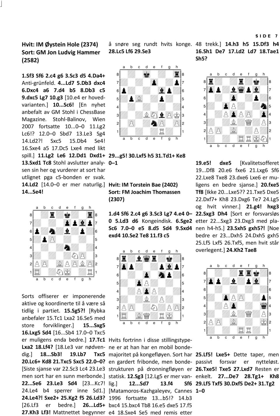 Dc5 Lxe4 med likt spill.] 11.Lg2 Le6 12.Dd1 Dxd1+ 13.Sxd1 Tc8 Stohl avslutter analysen sin her og vurderer at sort har utlignet pga c5-bonden er svak. 14.Ld2 [14.0 0 er mer naturlig.] 14...Se4!