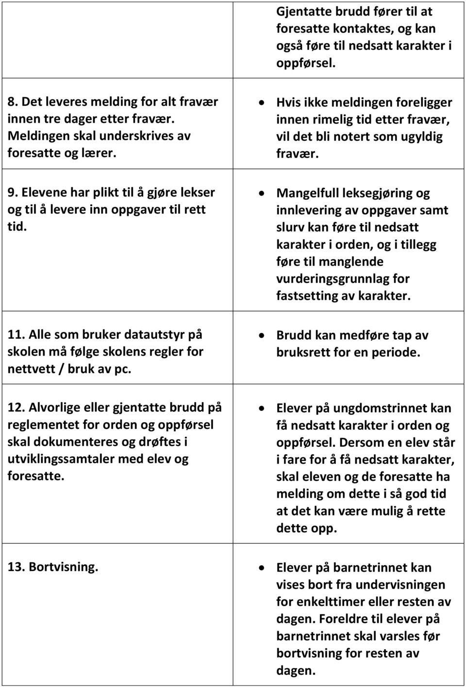 Alle som bruker datautstyr på skolen må følge skolens regler for nettvett / bruk av pc. 12.