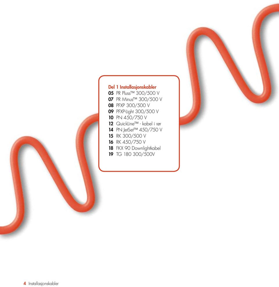 PN 450/750 V 12 QuickLine - kabel i rør 14 PN JetSet 450/750 V 15 RK