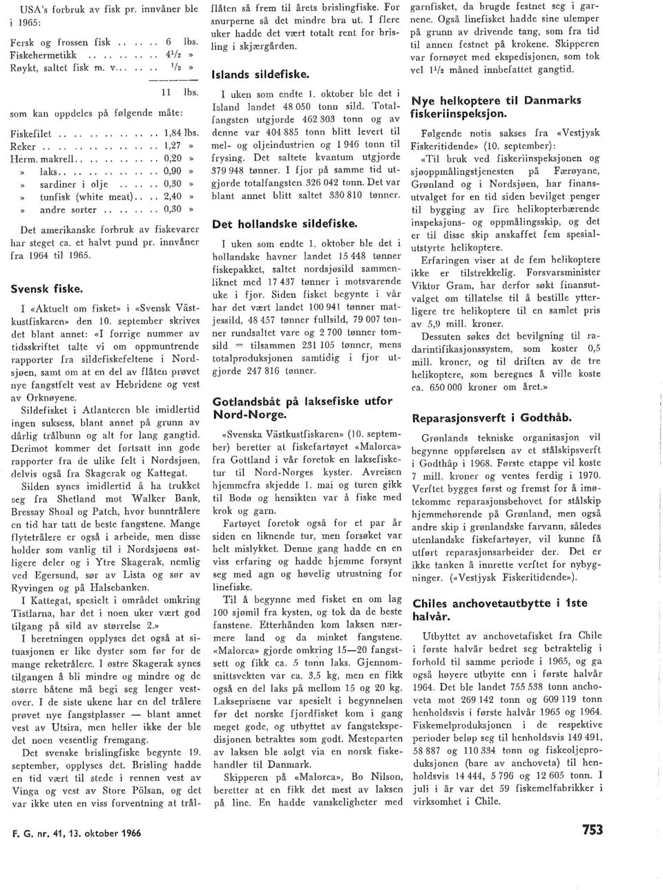 innvåner fra 964 ti 96. Svensk fiske. I «Aktuet om fisket» i «Svensk Våstkustfiskaren» den 0.