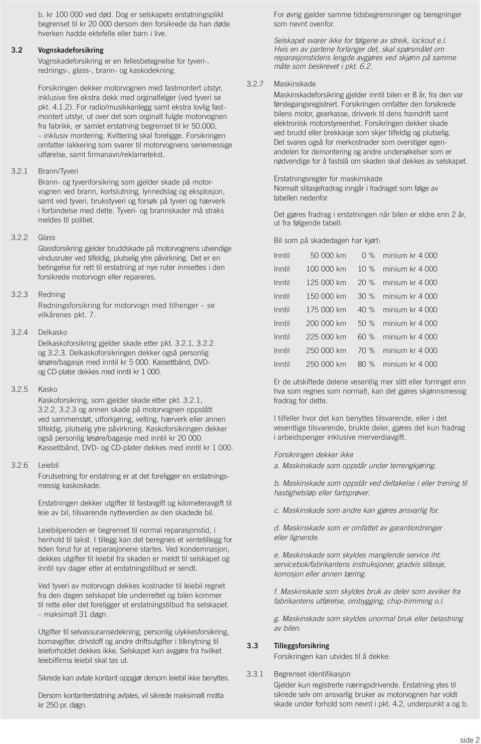 Forsikringen dekker motorvognen med fastmontert utstyr, inklusive fire ekstra dekk med orginalfelger (ved tyveri se pkt. 4.1.2).