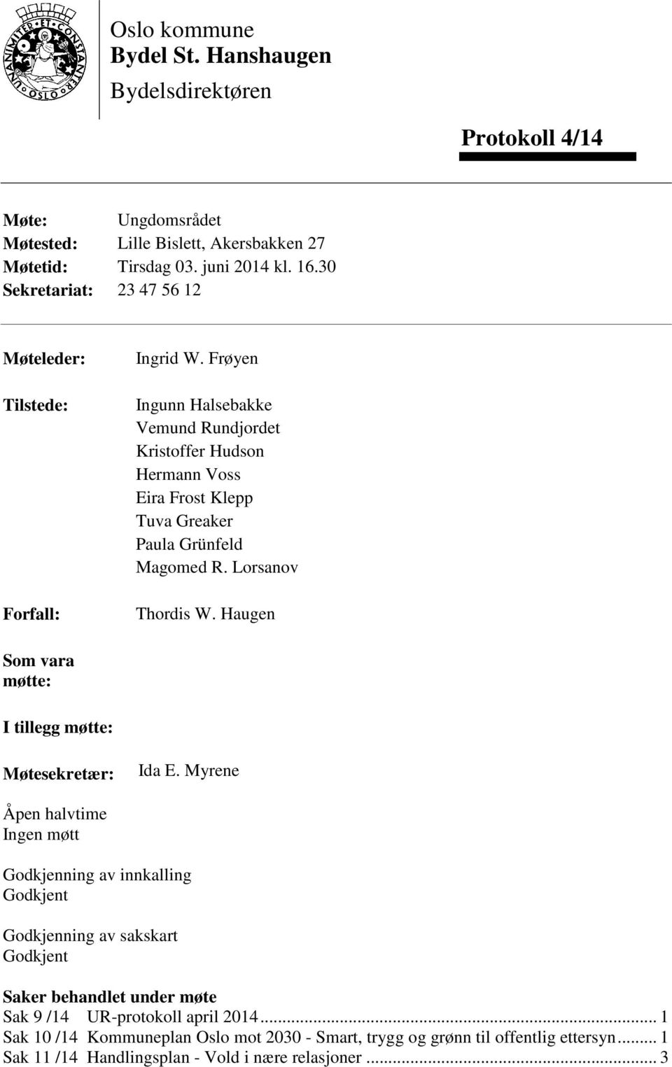 Frøyen Ingunn Halsebakke Vemund Rundjordet Kristoffer Hudson Hermann Voss Eira Frost Klepp Tuva Greaker Paula Grünfeld Magomed R. Lorsanov Thordis W.