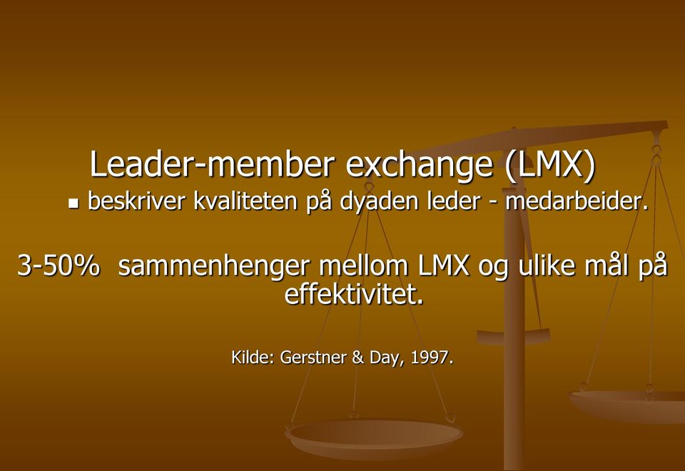 3-50% sammenhenger mellom LMX og ulike mål