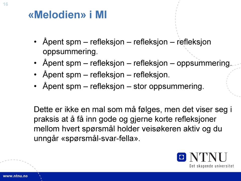 Åpent spm refleksjon stor oppsummering.