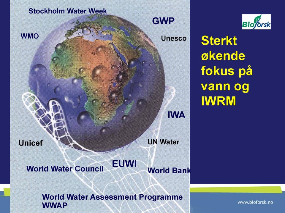 Unicef UN Water World Water Council EUWI