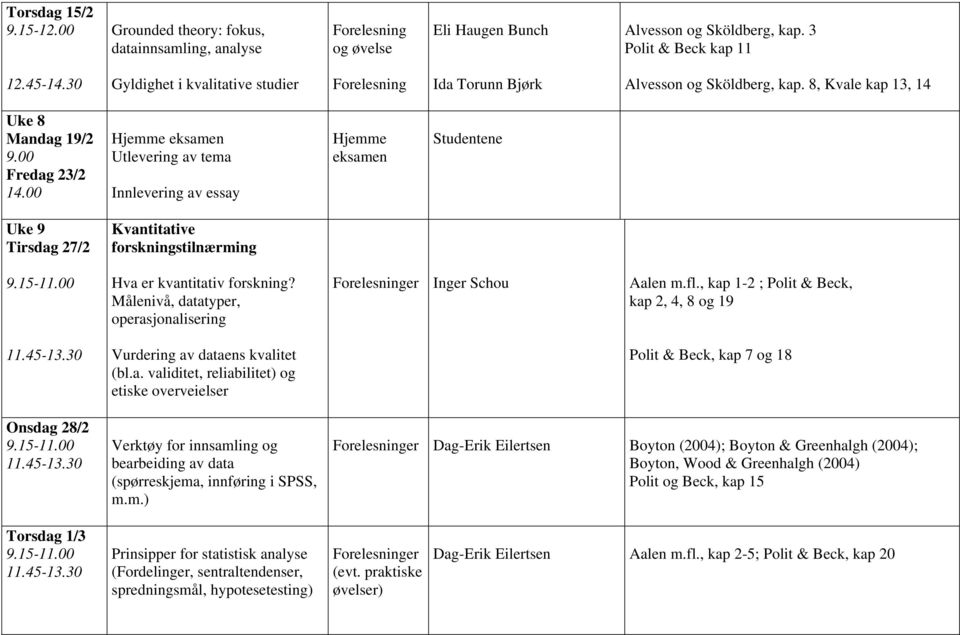 00 Hjemme eksamen Utlevering av tema Innlevering av essay Hjemme eksamen Studentene Uke 9 Tirsdag 27/2 Kvantitative forskningstilnærming Hva er kvantitativ forskning?