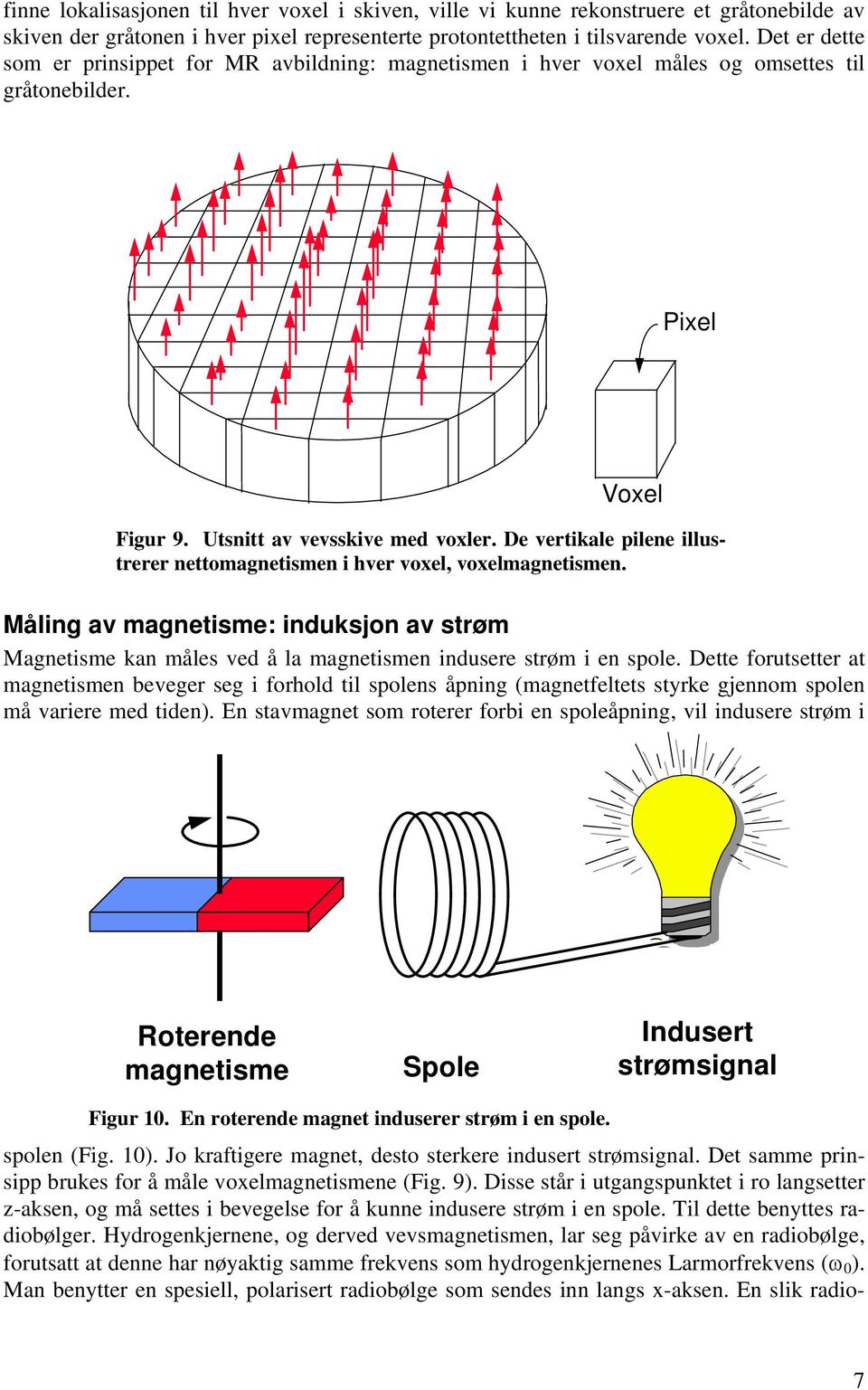 De vertikale pilene illustrerer nettomagnetismen i hver voel, voelmagnetismen. Måling av magnetisme: induksjon av strøm Magnetisme kan måles ved å la magnetismen indusere strøm i en spole.