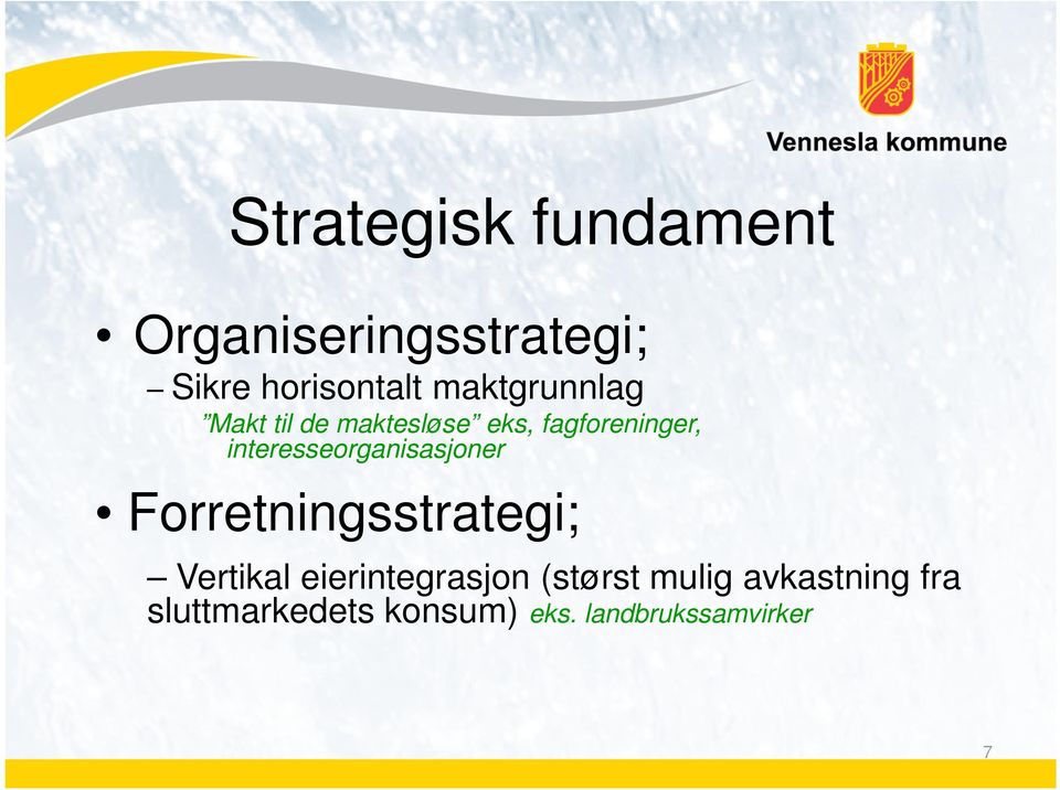 interesseorganisasjoner Forretningsstrategi; Vertikal
