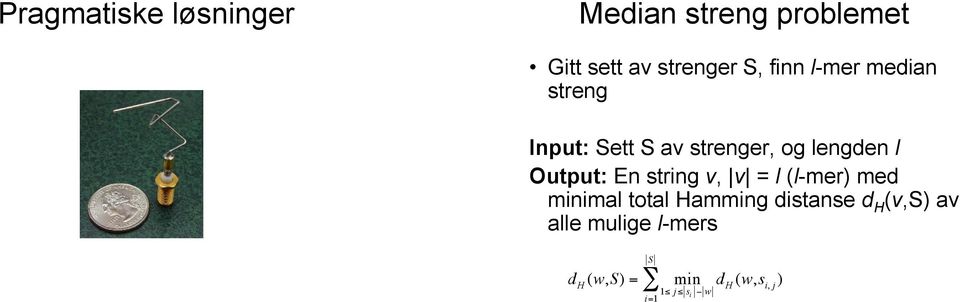 En string v, v = l (l-mer) med minimal total Hamming distanse d H (v,s)