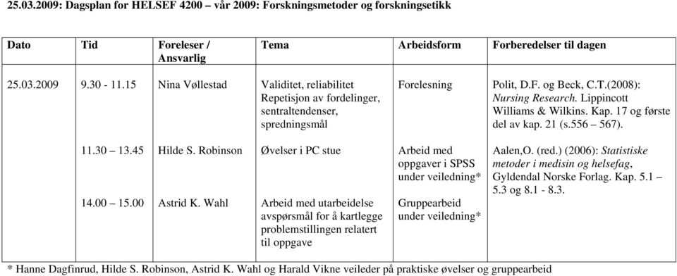 Lippincott Williams & Wilkins. Kap. 17 og første del av kap. 21 (s.556 567). 11.30 13.45 14.00 15.