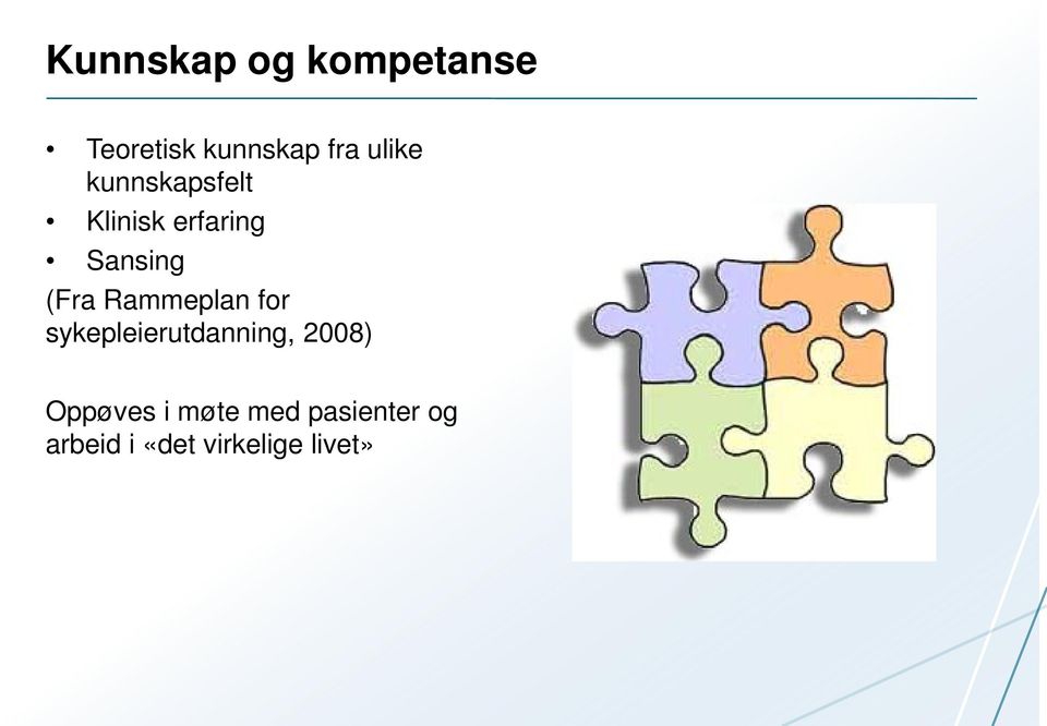 Rammeplan for sykepleierutdanning, 2008) Oppøves