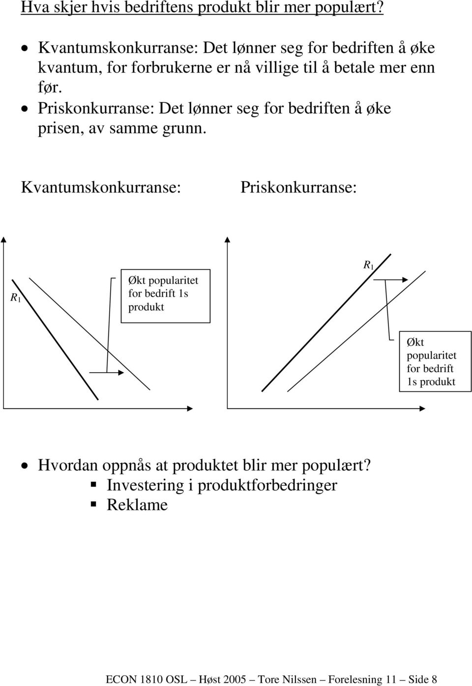 Priskonkurranse: Det lønner seg for bedriften å øke prisen, av samme grunn.