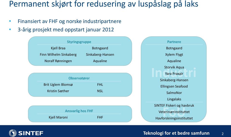 Blomsø FHL Kristin Sæther NSL Ansvarlig hos FHF Kjell Maroni FHF Partnere Botngaard Xylem Flygt Aqualine Industri Storvik Aqua Yara