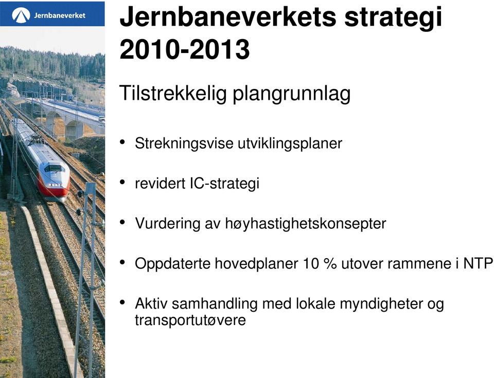 av høyhastighetskonsepter Oppdaterte hovedplaner 10 % utover