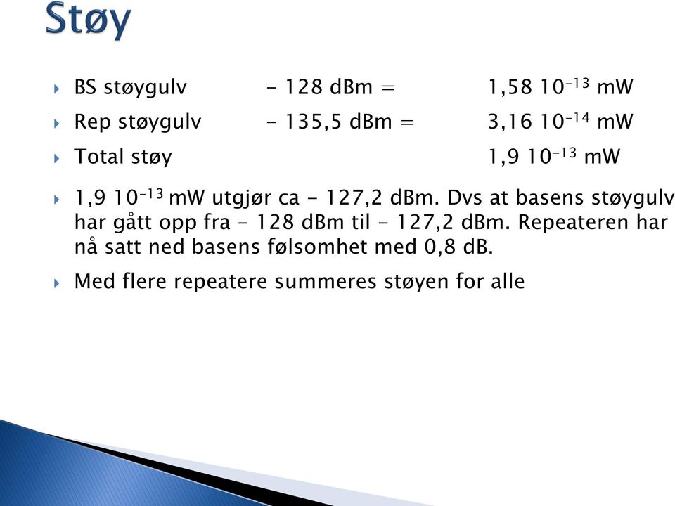 Dvs at basens støygulv har gått opp fra - 128 dbm til - 127,2 dbm.