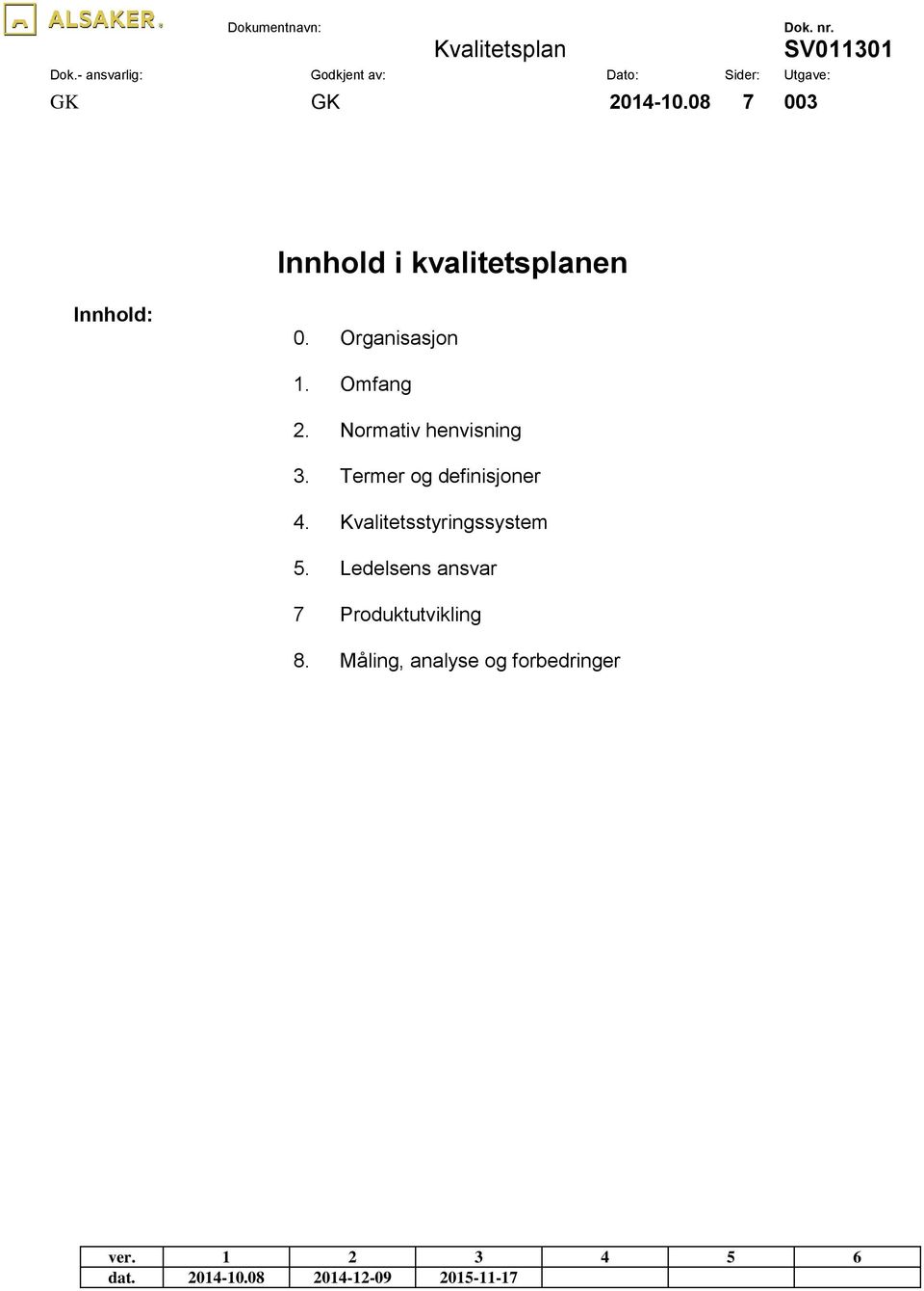 Kvalitetsstyringssystem 5.