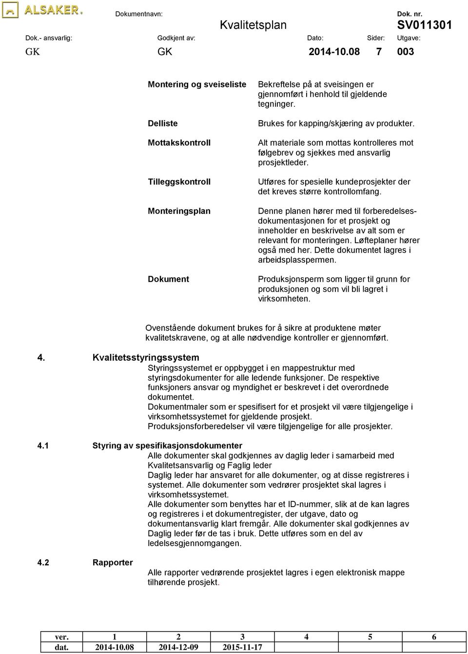 Utføres for spesielle kundeprosjekter der det kreves større kontrollomfang.