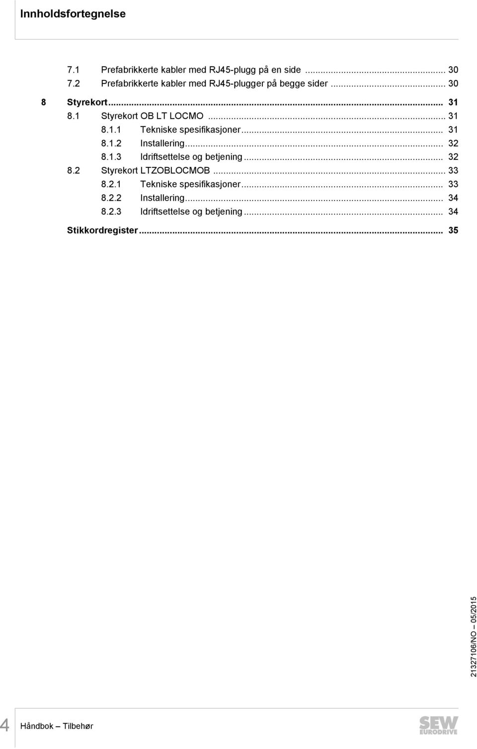 .. 31 8.1.2 Installering... 32 8.1.3 Idriftsettelse og betjening... 32 8.2 Styrekort LTZOBLOCMOB... 33 8.2.1 Tekniske spesifikasjoner.