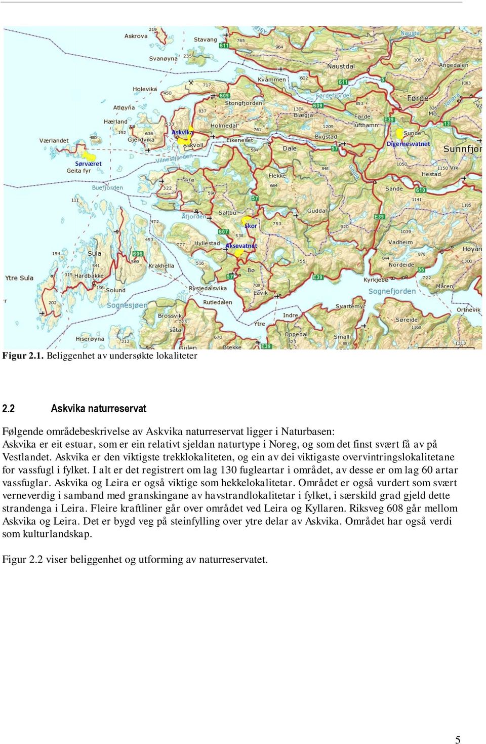 Vestlandet. Askvika er den viktigste trekklokaliteten, og ein av dei viktigaste overvintringslokalitetane for vassfugl i fylket.