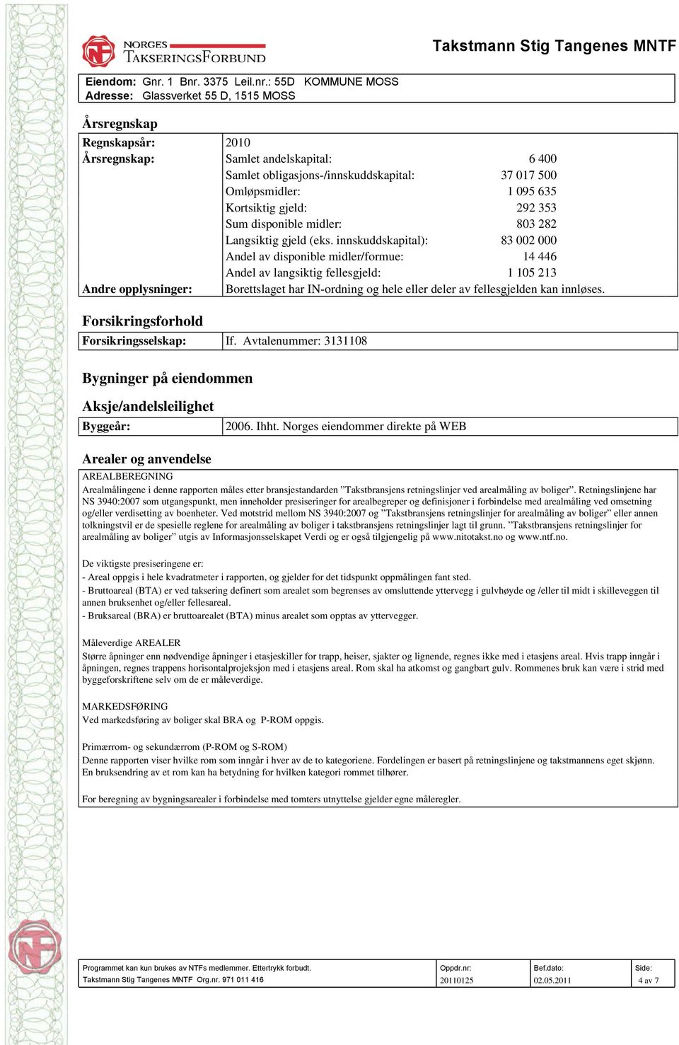 innskuddskapital): 83 002 000 Andel av disponible midler/formue: 14 446 Andel av langsiktig fellesgjeld: 1 105 213 Andre opplysninger: Borettslaget har IN-ordning og hele eller deler av fellesgjelden