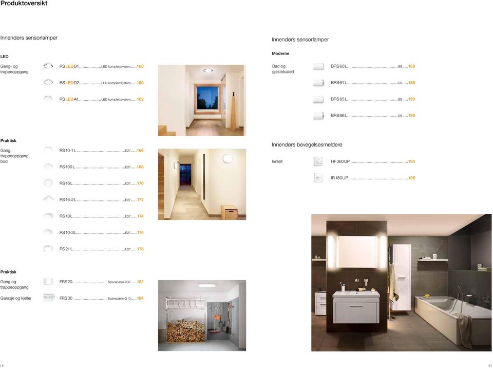 ..E27...166 RS 100 L...E27...168 Innendørs bevegelsesmeldere Innfelt HF 360 UP...194 RS 16 L...E27...170 IR 180 UP...196 RS 16-2 L...E27...172 RS 13 L...E27... 174 RS 10-3 L.